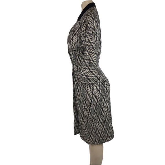 1950s Dress Wiggle Black White Diamond Knit Butto… - image 7
