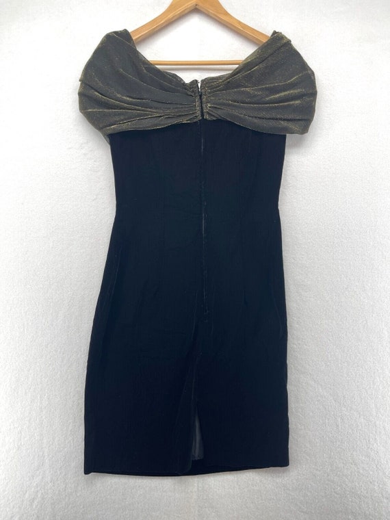 1990s Cocktail Dress Vintage Size 6 Black Velvet … - image 4