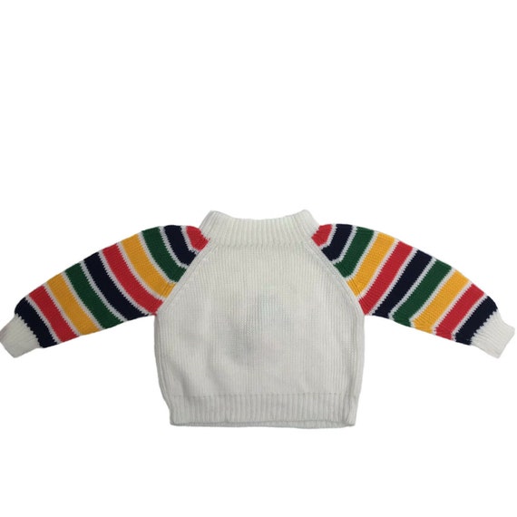 Vintage Baby Sweater Hat Set Knit Stripe Multi Co… - image 5