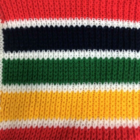 Vintage Baby Sweater Hat Set Knit Stripe Multi Co… - image 9