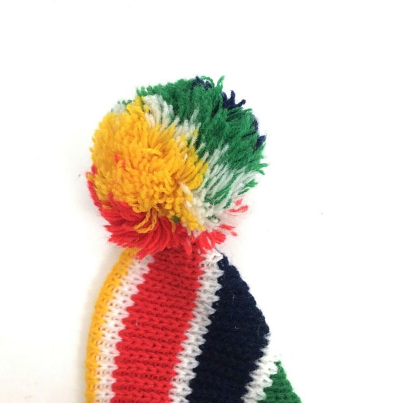 Vintage Baby Sweater Hat Set Knit Stripe Multi Co… - image 7