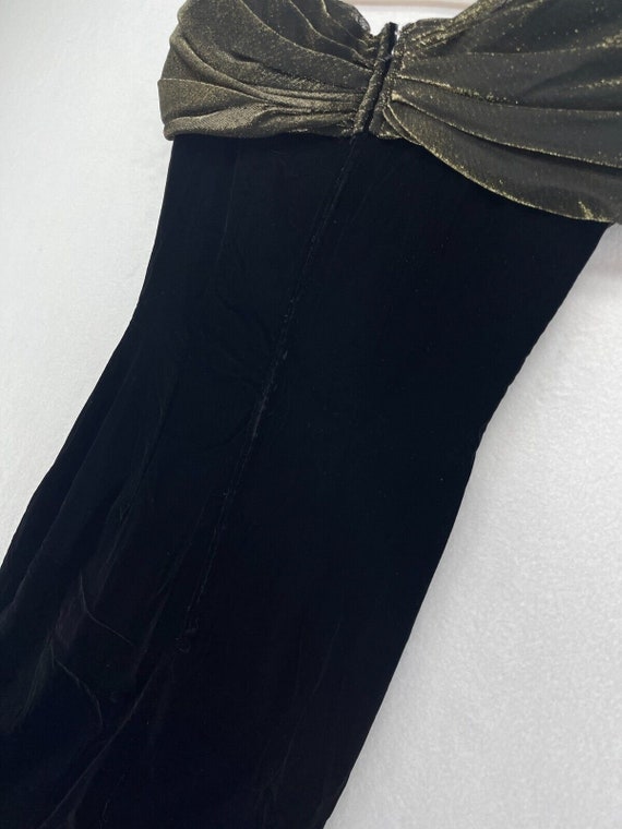 1990s Cocktail Dress Vintage Size 6 Black Velvet … - image 5