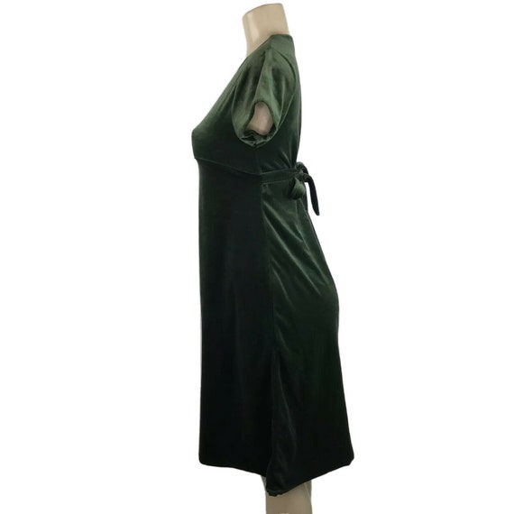 1990s Velvet Dress Vintage Size Large Y2K Green E… - image 6