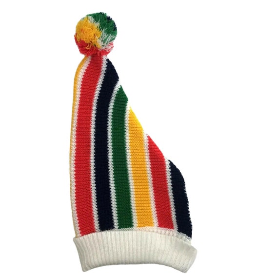 Vintage Baby Sweater Hat Set Knit Stripe Multi Co… - image 6