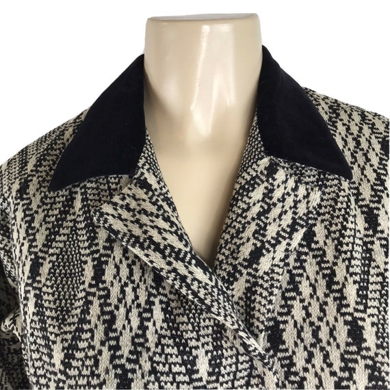 1950s Dress Wiggle Black White Diamond Knit Butto… - image 2