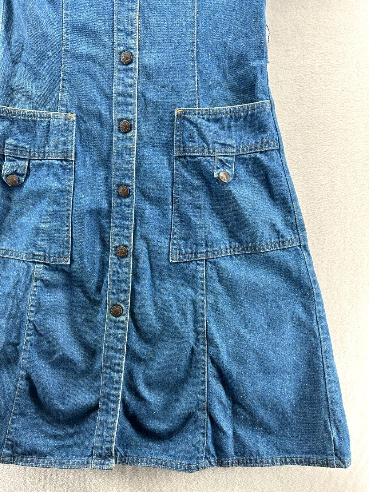 landlubber denim dress 1970s Landlubber snap up denim dress
