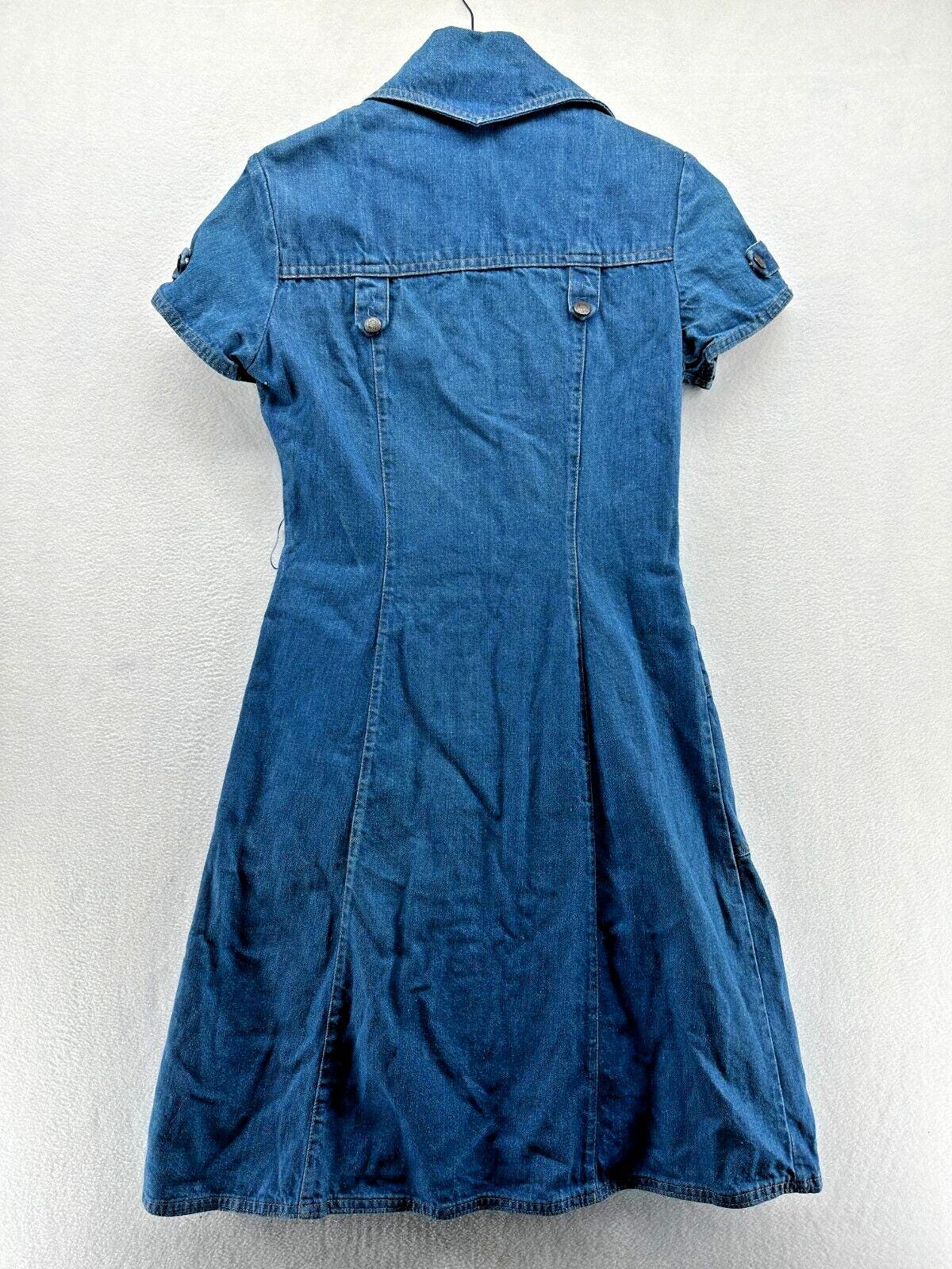 landlubber denim dress VTG 1970s Landlubber Women's Blue Denim Jumper Pinafore Dress Size 7 DM#16