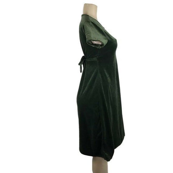 1990s Velvet Dress Vintage Size Large Y2K Green E… - image 4