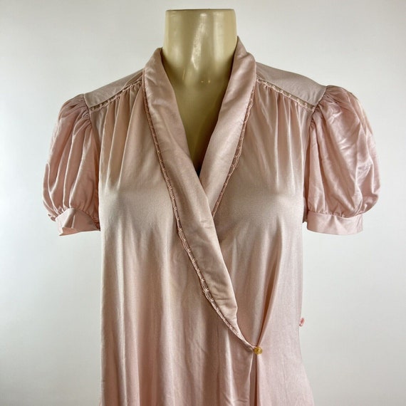 Vintage Yves Saint Laurent Lingerie Robe Pink Long Wrap Puff Sleeve Pockets Nightgown Short Sleeve V Neck Button Etsy