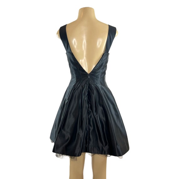 Y2K Cocktail Dress Vintage Size 4 Black Satin Bow… - image 7