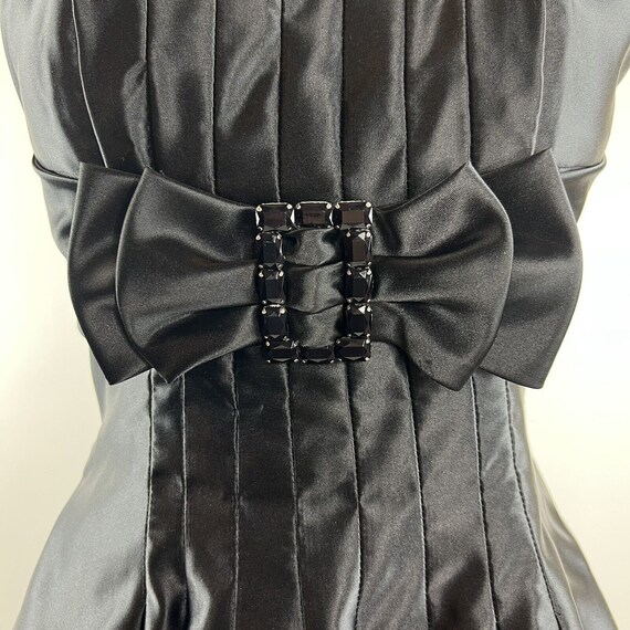 Y2K Cocktail Dress Vintage Size 4 Black Satin Bow… - image 4