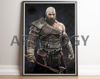 Kratos Drawing – A4/A3 Giclée Art Print | God of War Ragnarok Fan Art by Artology