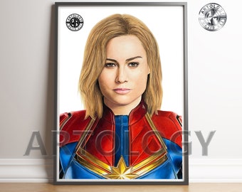 Captain Marvel Drawing A4/A3 Print - Artology