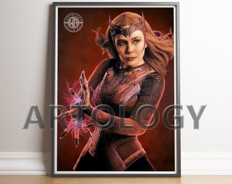 Scarlet Witch (Elizabeth Olsen) Wanda Maximoff Artwork A4/A3 Giclee Print - Artology