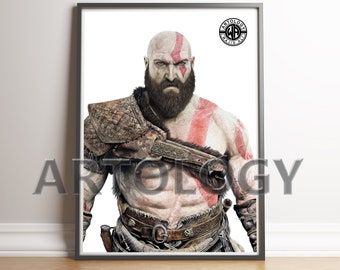 Kratos Drawing – A4/A3 Giclée Art Print | God of War Fan Art by Artology