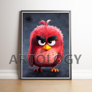 Dibujo de Angry Bird – Impresión artística giclée A4/A3 / Arte mural inspirado en videojuegos de Artology