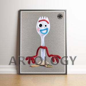 Forky Drawing – Toy Story Art A4/A3 Giclée Print | Pixar Fan Art by Artology