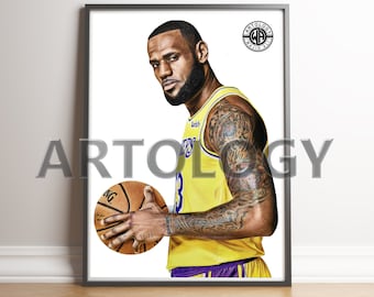 Lebron James Portrait Drawing A4/A3 Giclee Print - Artology