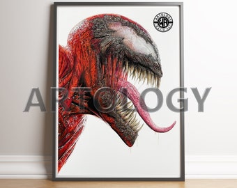 Carnage Drawing – A4/A3 Giclée Art Print | Let There Be Carnage Fan Art by Artology