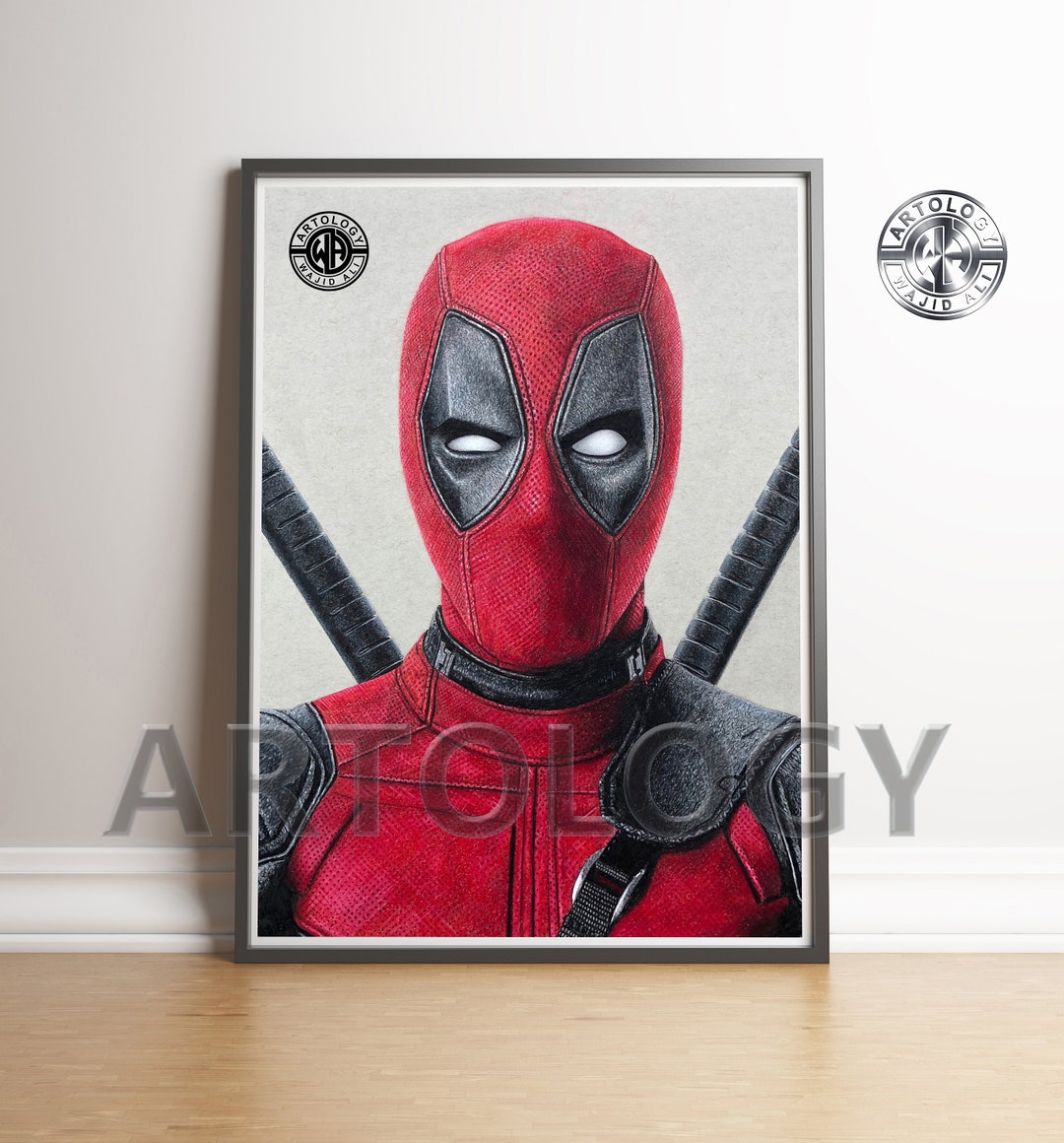 Deadpool Drawing A4 A3 Gicl e Art Print Marvel Antihero Fan Art By 