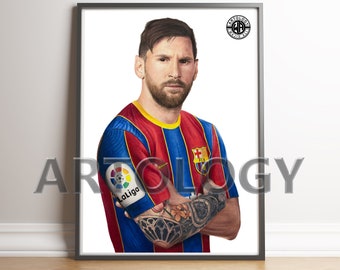 Lionel Messi Portrait Drawing A4/A3 Giclee Print - Artology