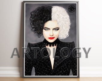 Cruella - Emma Stone Drawing A4/A3 Giclee Print - Artology