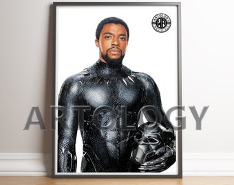 Black Panther (Chadwick Boseman) Dessin A4/A3 Giclee Print - Artologie