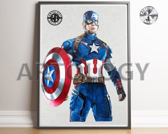 Captain America Drawing Print A4/A3 - Artology