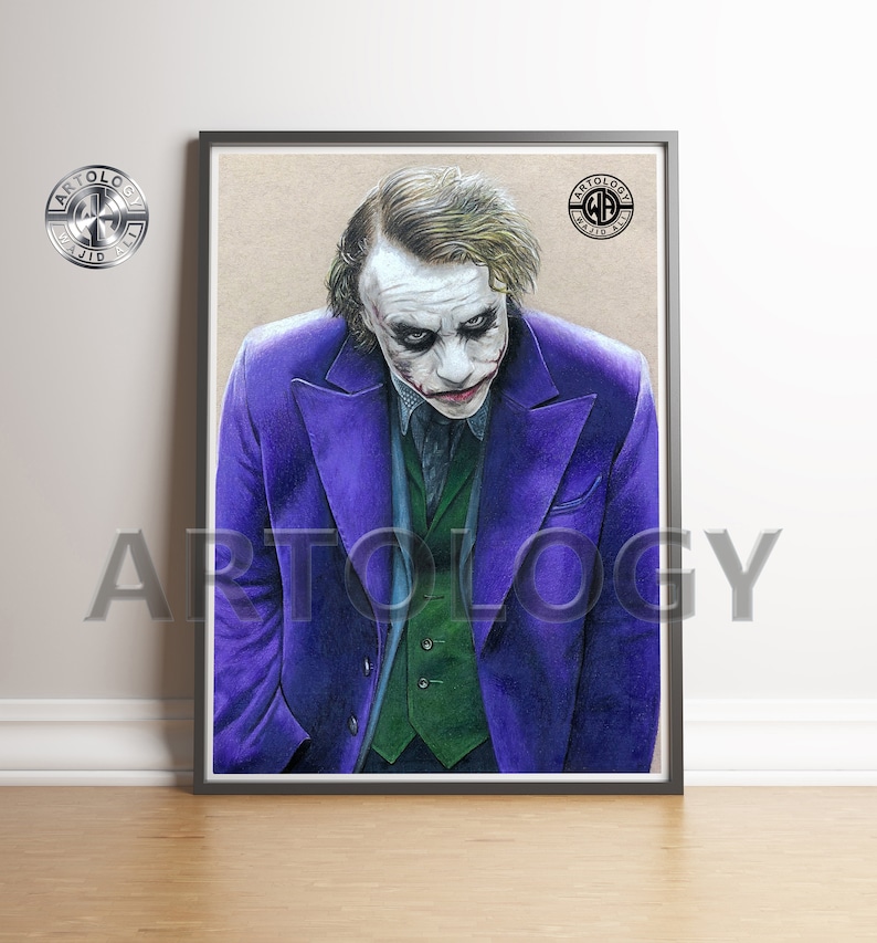 Joker Heath Ledger Drawing Print A4/A3 Artology image 1