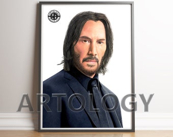 鉛筆肖像画 キアヌ・リーブス キアヌ・リーブスによるジョン・ウィックのオリジナル鉛筆画（8.5x11