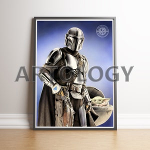 The Mandalorian & Grogu Drawing – Stampa artistica giclée A4/A3 / Fan art di Star Wars di Artology