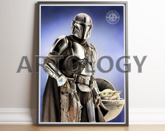 The Mandalorian and Grogu (Baby Yoda) Artwork A4/A3 Giclee Print - Artology