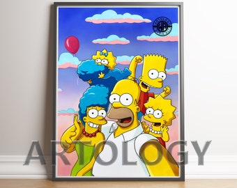 Portrait de famille SimpsonS A4/A3 Giclée Print - Artologie