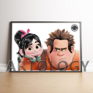 Wreck-It Ralph & Vanellope Drawing – A4/A3 Giclée Print | Disney Fan Art by Artology