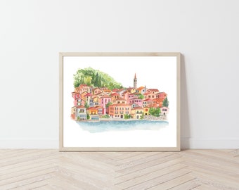 Positano Italy Watercolor Art Print, Digital File, Printable Wall Art, Digital Download
