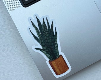 Snake Plant, Sansevieria Sticker, Gouache Painting, Green Houseplant Sticker, Plant Stickers, Laptop Water Bottle Sticker, Die Cut Sticker