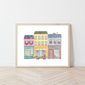 Paris Shops, Paris France Watercolor Art Print, Digital File, Printable Wall Art, Digital Download