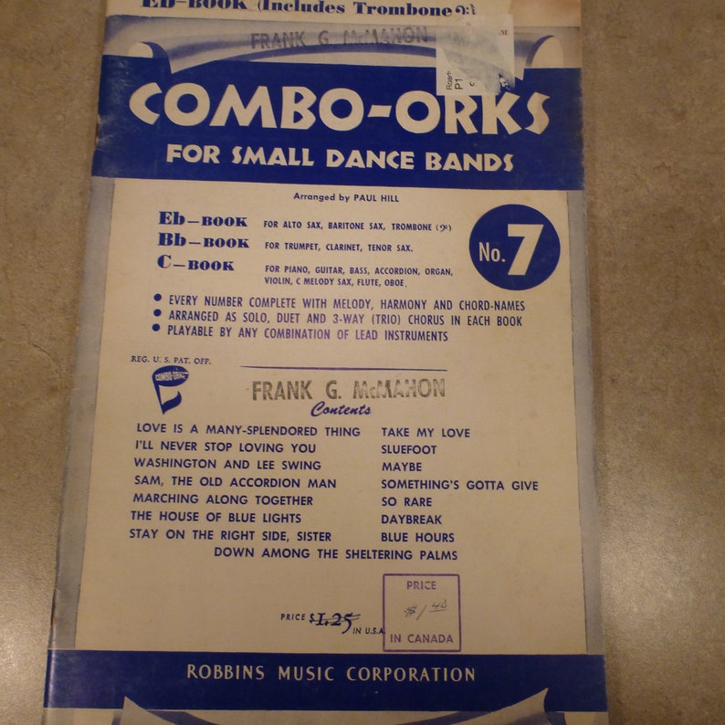 Combo Orks For Small Dance Bands Issue 7 Sax Piano Guitar More 1950 S