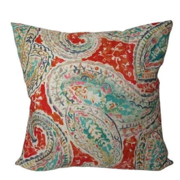 Kelly Ripa Bright and Lively Nectar Watercolor Paisley Decorative Pillow Cover with Invisible Zipper - Fits 18x18 12x16