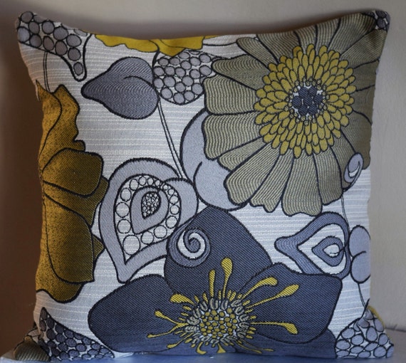 Same Fabric Both Sides Invisible Zipper Fits 18x18 Insert Richloom Rhythm Canary Fabric Throw Pillow Cover