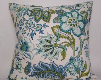 blue and green lumbar pillow