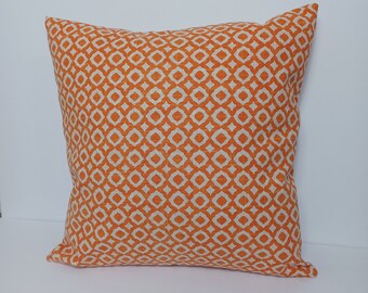 Orange Geometric Throw Pillow Cover with Invisible Zipper - Fits 18"x18" - Decorative Throw Pillow - Same Fabric Both Sides