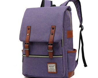 Handmade Laptop Backpack Elegant Vintage Rucksack School Shoulder Bag for Women Tear Resistant Travelling 15.6Inch Macbook