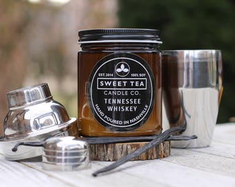 TENNESSEE WHISKEY by Sweet Tea Candle Co. | 8 oz. Amber Brown Jar Candle | Whiskey + Vanilla | 100% Soy Wax | Hand Poured