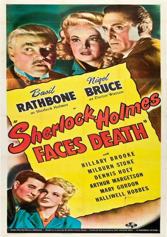 Poster reproduction. The Hound of the Baskervilles Vintage Movie advert