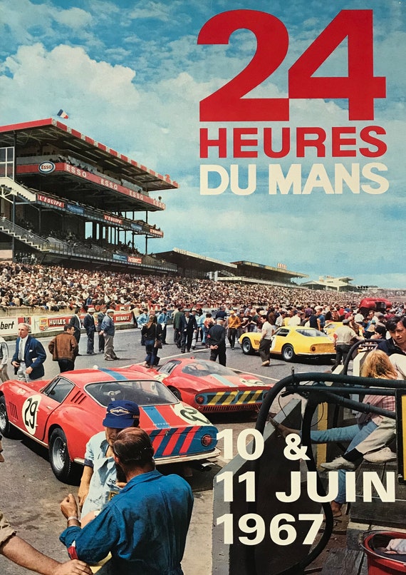 24 du Mans reproducción de cartel de publicidad antigua Motor Racing