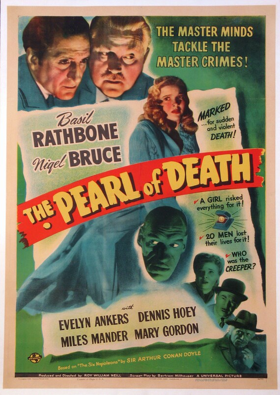 Poster reproduction. The Hound of the Baskervilles Vintage Movie advert