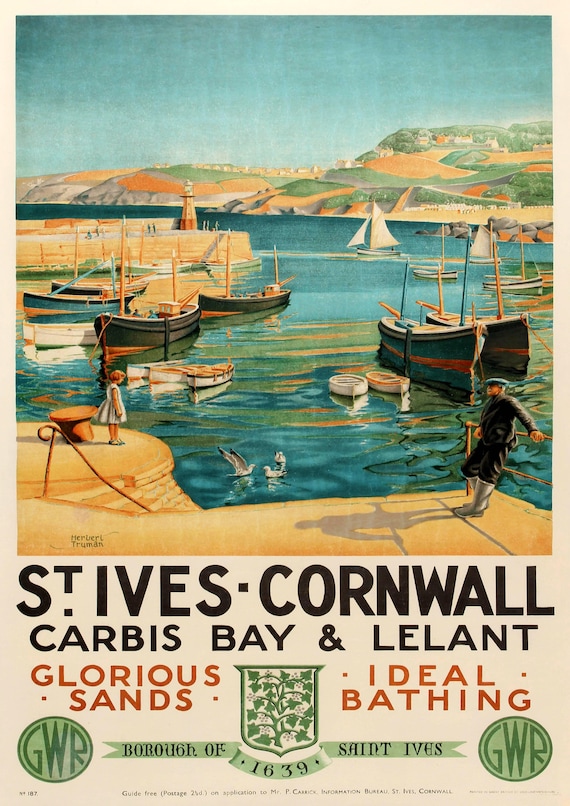 Vintage Style Railway Poster St Ives Cornwall A4//A3//A2 Print