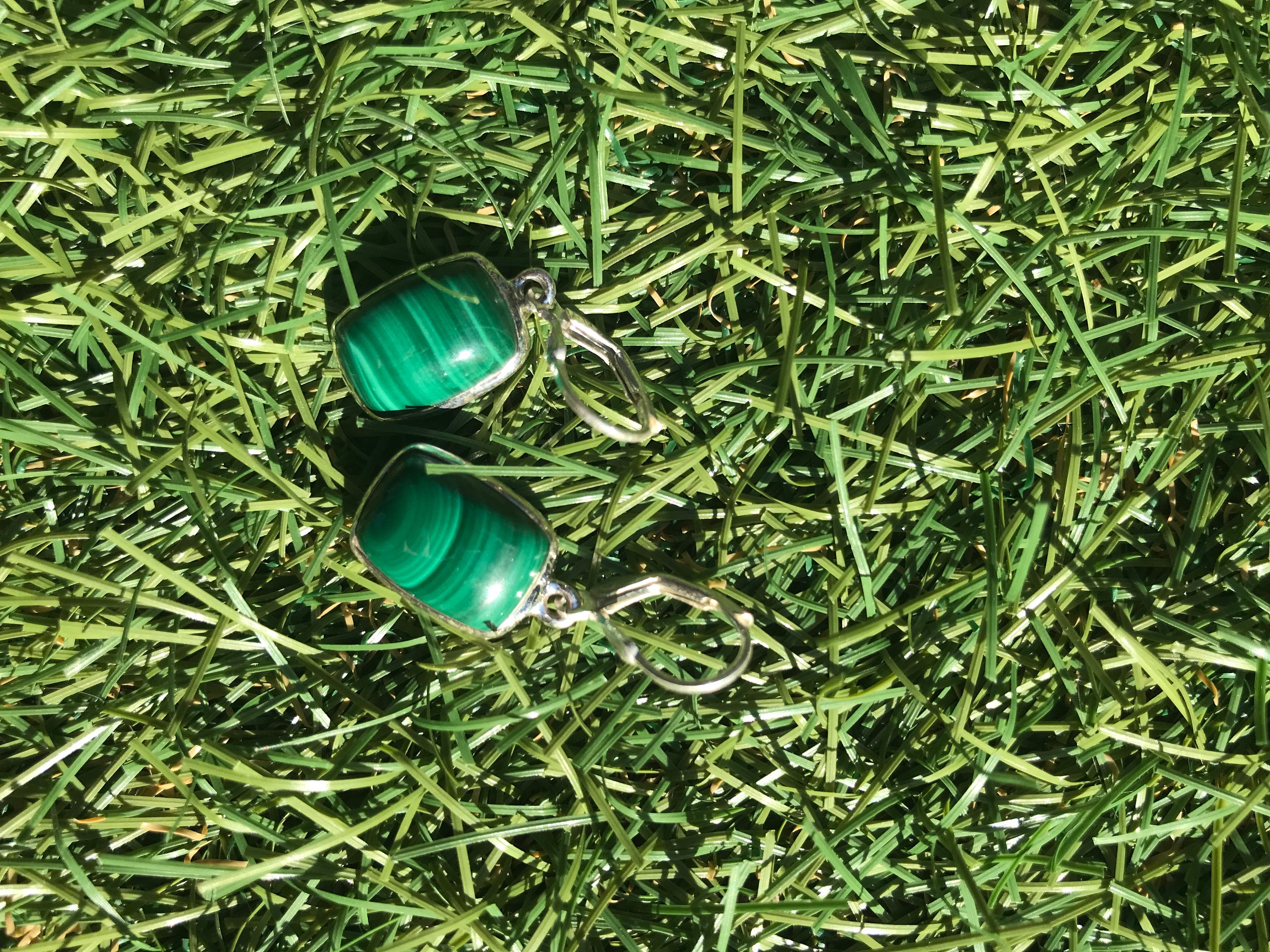 Boucles D Oreille Argent 925 et Malachite