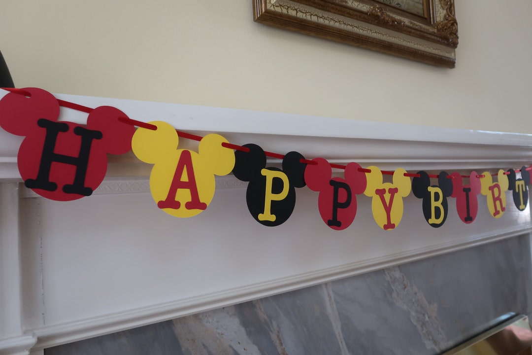 Mickey Mouse Party Banner, Mickey Mouse Birthday Banner, Mickey Happy ...